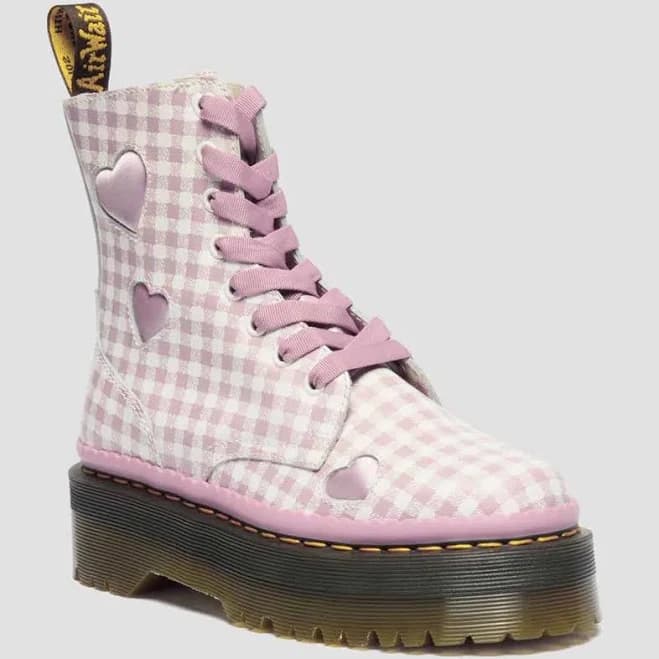 Jadon Heart Gingham Leather Platform Boots In Multi