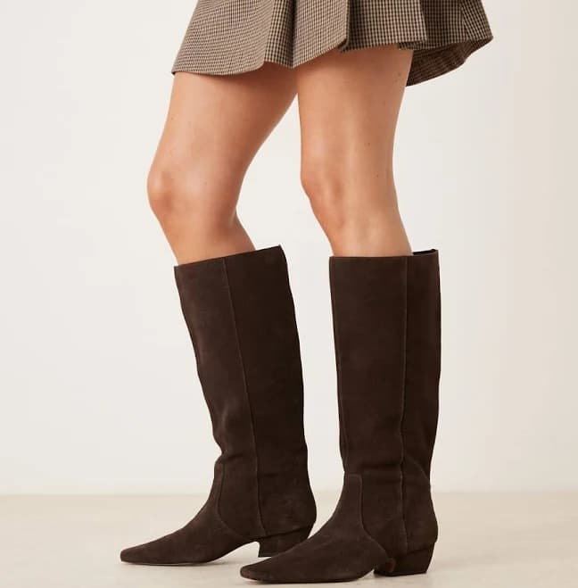 ASOS Calais Suede Pointed Flat Knee Boots