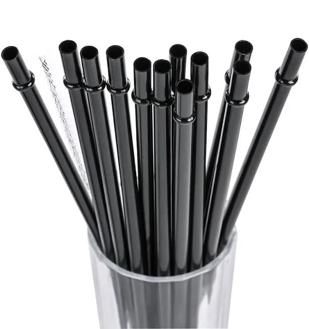Dakoufish 11 Inch Black Reusable Plastic Replacement Drinking Straws