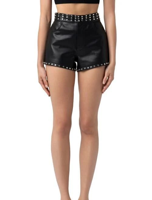 BLANKNYC Women's Barrow Studded Faux Leather Hot Shorts