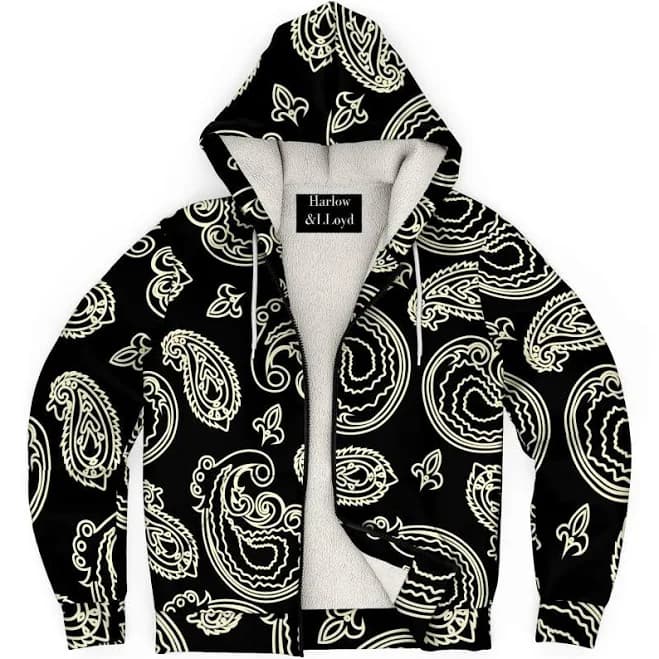 Paisley Fleece Zip Hoodie