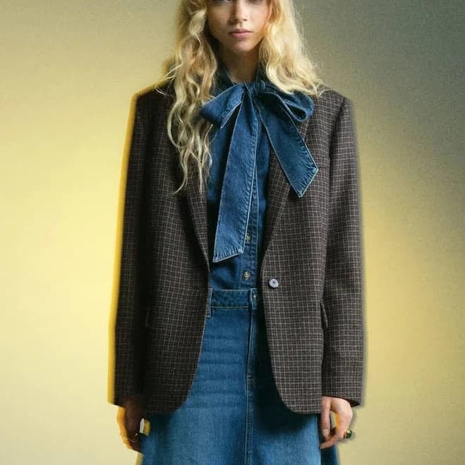 MANGO Women's Wool Check Blazer