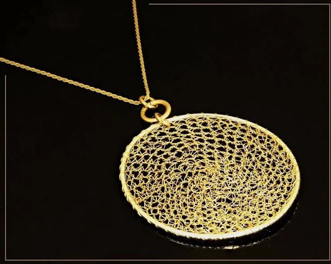 Handmade Oval Gold Statement Necklace