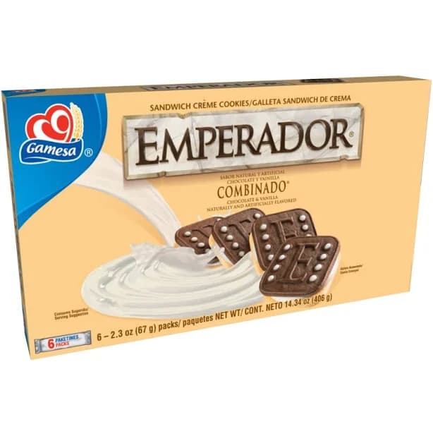 Gamesa Emperador Chocolate & Vanilla Sandwich Creme Cookies 6 ct