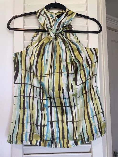 The Limited Green Tropical Abstract Print Halter Vacation Top Xs