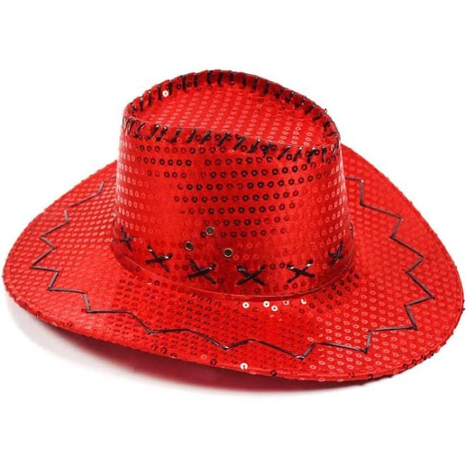 Stylish Red Sequin Cowboy Hat | Partyglowz.com