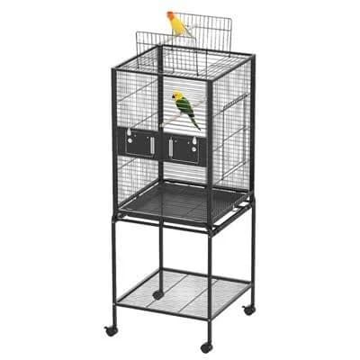 Wrought Iron Bird Cage with Rolling Stand