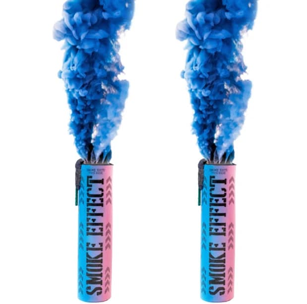 Gender Reveal Smoke Bombs Wick Activated Discreet Label 2 Blue