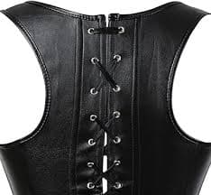 Amazon.com: Hengzhifeng Steampunk Faux Leather Halter Clubwear Bustiers Corsets Top (XX-Small,Black): Clothing, Shoes & Jewelry