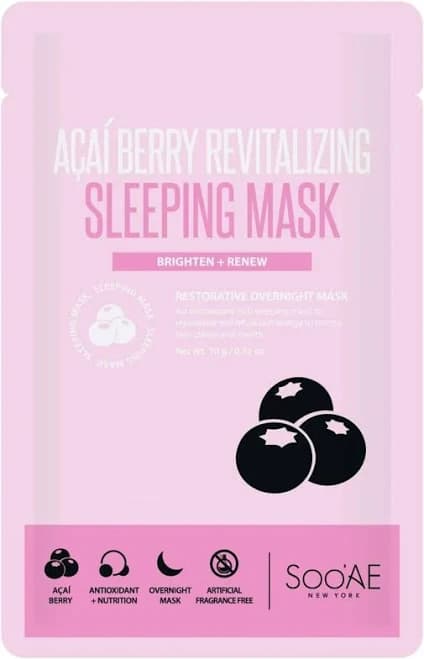 Stocking Stuffer- Soo'AE Acai Berry Revitalizing Sleeping Mask Skincare Brightening & Renew (single)