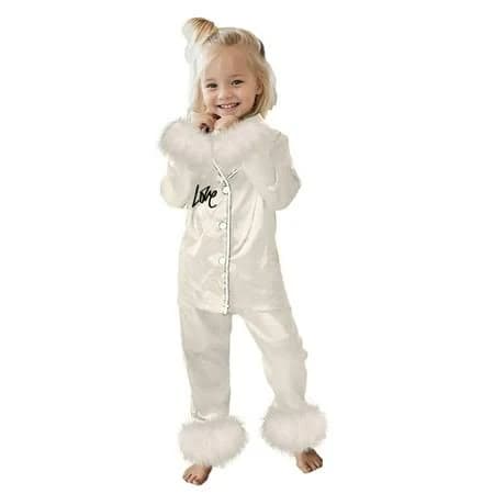 Xtra Cute Kids Pjs Girls Heart Print Long Sleeve Pajama Button Down Top and Long Pants Two Piece Sleepwear Soft Set for Toddlers