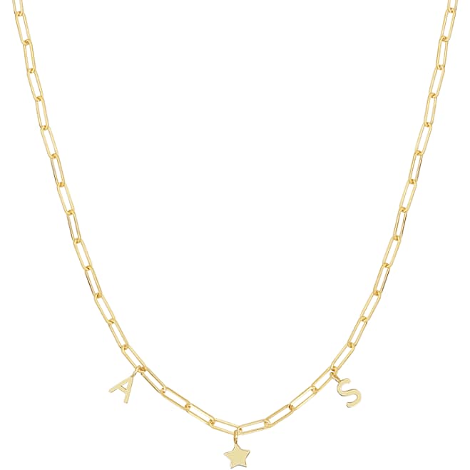 Paper Clip Link Custom Charm Necklace 14K Gold by Baby Gold