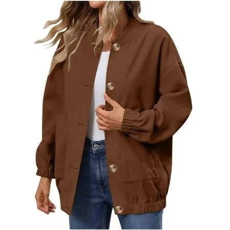 Women's Oversized Corduroy Jacket with Pockets