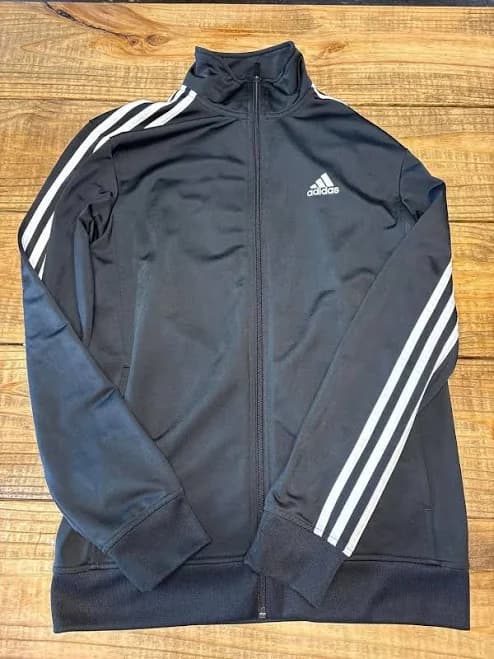 Adidas Black Track Jacket with White Stripes Men's Size small