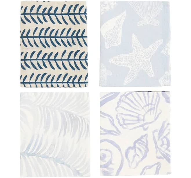 Mud Pie Blue & White Sea Towels Vertical Leaf