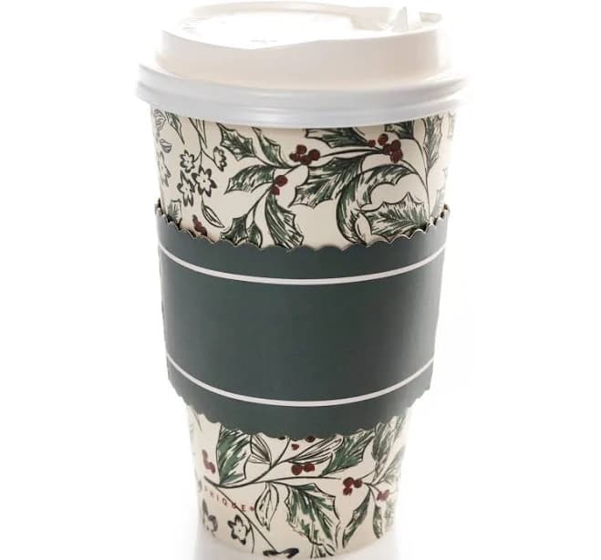 Greenery Pattern Holiday Disposable Cups
