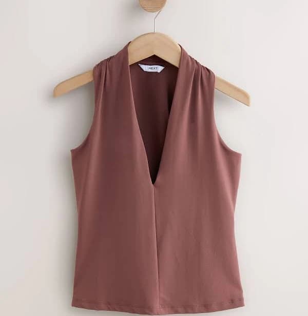 Next Women's Soft Touch Nylon Deep V-Neck Sleeveless Top