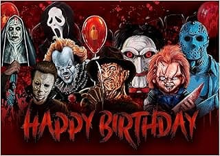 Horror Themed Birthday Edible Image Edible cake topper for 1/4 sheet cake or larger