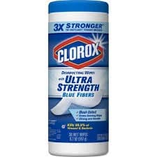 Clorox Disinfecting Wipes with Ultra Strength Blue Fibers and Crisp Lemon