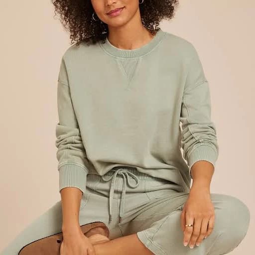 maurices Women's Washed Terry Crew Neck Sweatshirt
