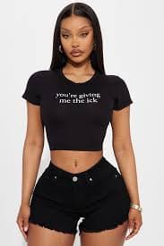 Giving Me The ICK Baby Tee - Black | Fashion Nova