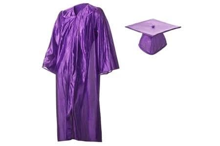 Purple Shiny Graduation Gown, Cap and Tassel Sets