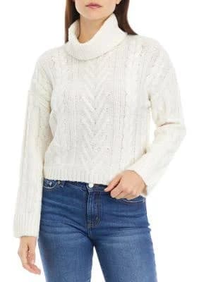 Women's Cable Knit Long Sleeve Turtleneck Sweater