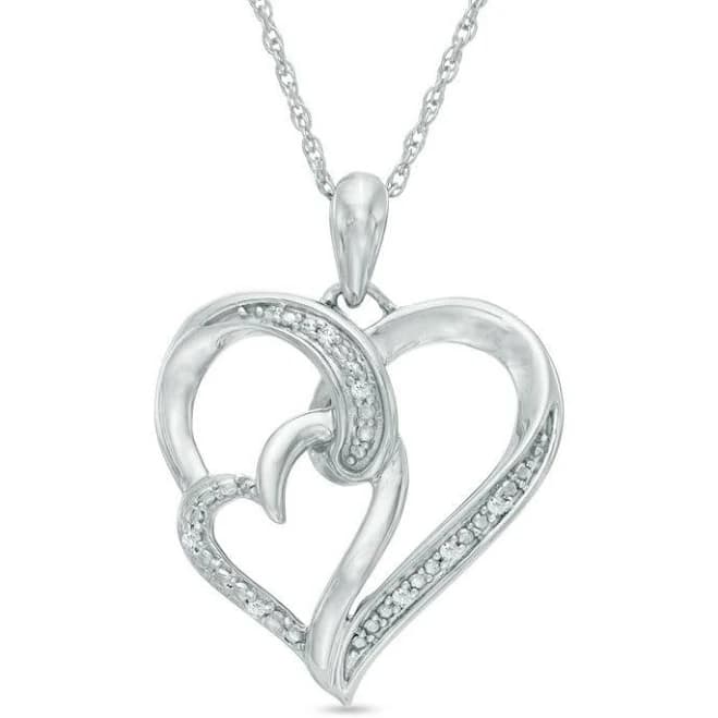 Zales Sterling Silver Diamond Heart Pendant