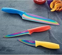Hampton Forge Tomodachi Knife Set - 6-Pc. Set Includes 3 Rainbow Titanium Coated Kitchen Knives and 3 Protective Sheaths: Home & Kitchen - Amazon.com