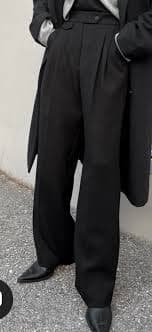 OAK +FORT WIDE LEG TROUSER WITH WAIST DETAILS SIZE 6 black