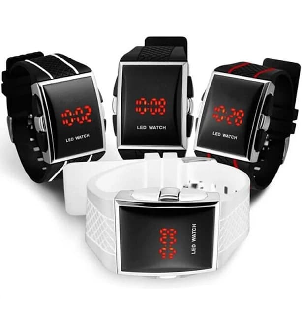 Sport Digital Watches Black White Rectangle Led Fitness Watch Silicone
