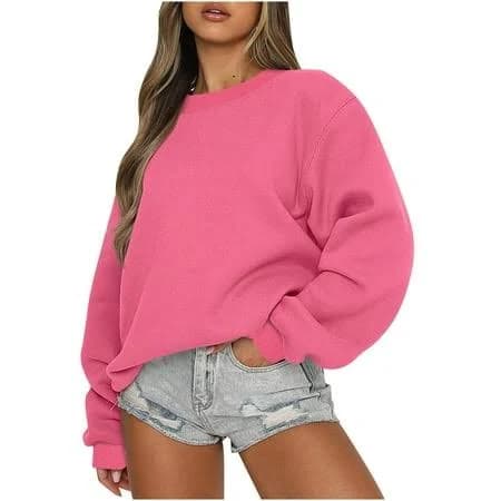 nebzciv Cropped Sweatshirts for Women Teen Girls Crewneck Pullover Plain Sweatshirt Sweater Y2k Long Sleeve Fall Tops