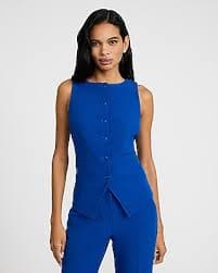 Contrast Button Cropped Blazer Vest | Express