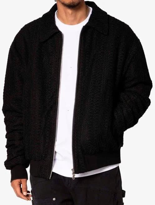mnml Men's Open Stitch Knit Bomber Jacket