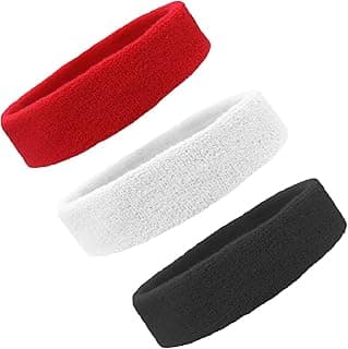 Sweat Bands/Headbands for Women Men Elastic Headband Sports Sweatbands Athletic Stretchy Head Band Workout Running Basketball Moisture Wicking Terry Cloth Set Sweat Hair