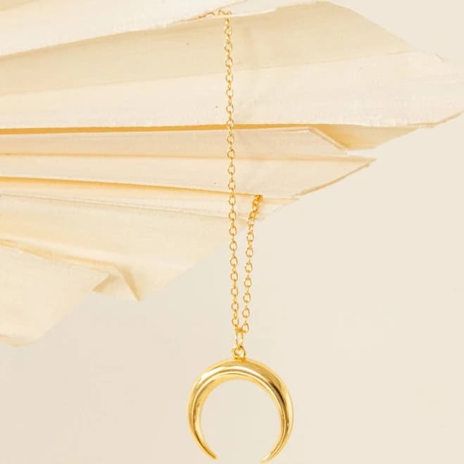 Caitlyn Minimalist 18K Gold Crescent Moon Pendant Necklace