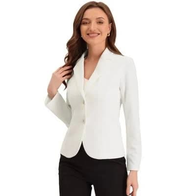 Allegra K Women's Notched Lapel Collar Stretch Work Office Jacket Blazer