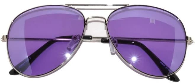 Purple Lens Aviator Style Silver Metal Frame Women Men Sunglasses 90