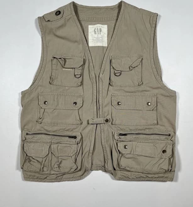 Gap Vest Mens Small Khaki Utility Multi Pocket Safari Fishing