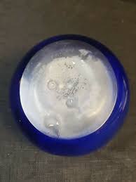 Czech Bohemian Cobalt Blue Cut to Clear Paper Weight Art Glass Orb Sphere | eBay