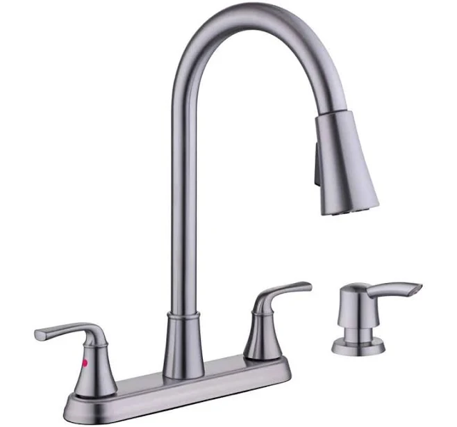 Glacier Bay Sadira Double Handle Pulldown Sprayer Kitchen Faucet with Soap Dispenser
