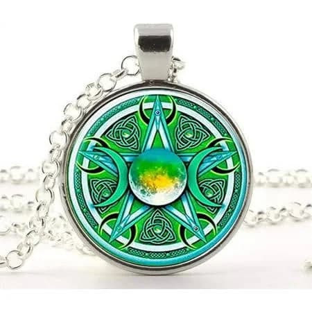 Vintage Triple Moon Goddess Pendant Necklace
