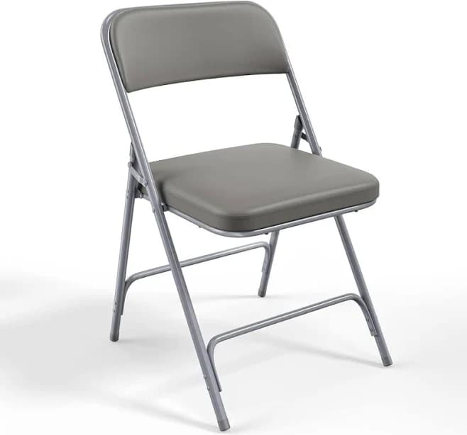 Outopee Gray Commercial/Residential Standard Metal Folding Chair with Padded Seat