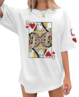 Queen of Hearts Shirt for Women Oversized Funny Vintage T Shirts Cute Lady Graphic Short Sleeve Tee Tops
