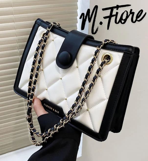 Quilted Crossbody Bag with Gold Chain