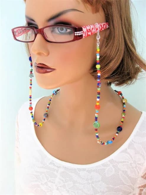 Colorful Beaded Eyeglass Chain: Handmade Necklace