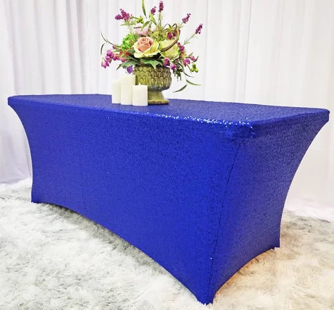 6 ft Rectangular Sequin Spandex Table Cover