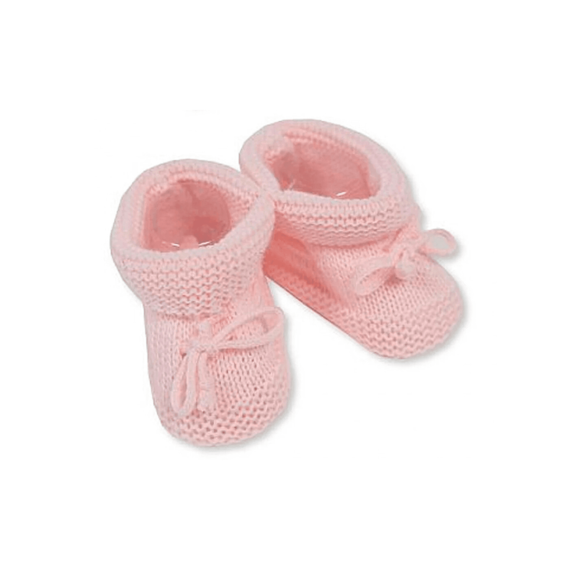 Pink Knitted Tie Booties - 0-6 months