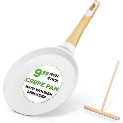 Nutrichef 9.45” Non-Stick Crepe Pan with Wooden Spreader