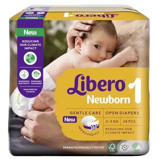Libero Newborn 1 Diaper 2-5Kg Pack 4 x24